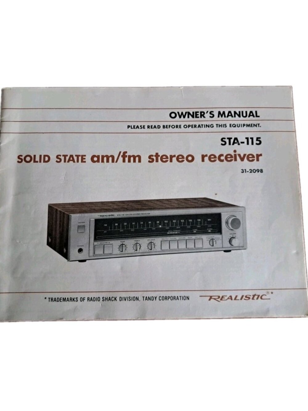 Realistic STA-115AM/FM Stereo Receiver 31-2098 Radio Shack Owners Manual VTG